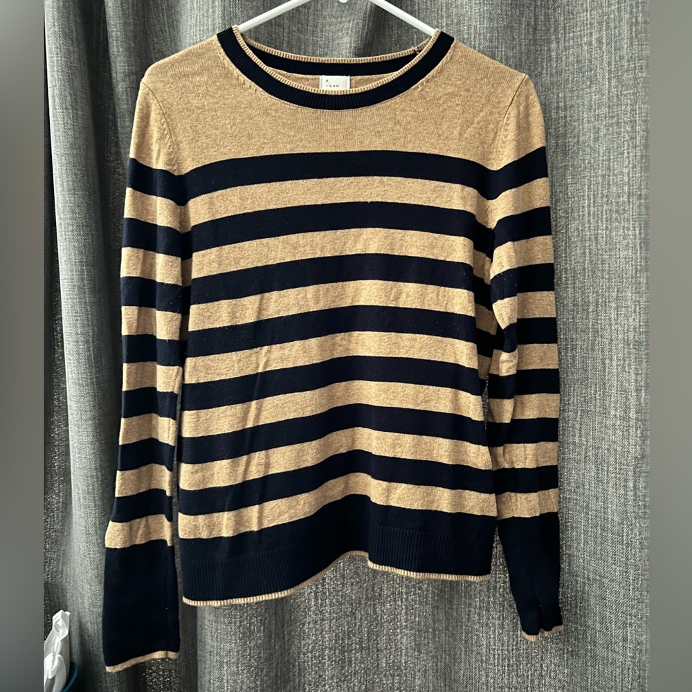 Tan and Navy striped A New Day sweater